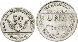 Santander, Palencia y Burgos. 50 céntimos y 1 peseta. (AC. 33 y 35). MBC-/MBC+.