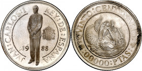 1988. Juan Carlos I. Valor: 00000. V Centenario Presentación ante la reina. Escasa. 9,78 g. Proof.
