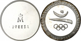 (1990). Juan Carlos I. 2000 pesetas. Juegos Olímpicos - Barcelona '92. Prueba de reverso. Rara. 27,10 g. Proof.