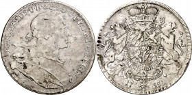 Alemania. Baviera. 1755. Maximiliano III José. 1 taler. (Kr. 501). AG. 27,86 g. BC+/MBC-.