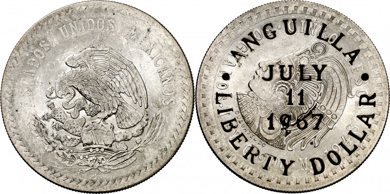 Anguilla. 1967. 1 dólar. (Kr.UWC. 2). Sobre 5 pesos de México de 1948. AG. 29,99...