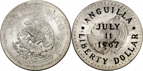 Anguilla. 1967. 1 dólar. (Kr.UWC. 2). Sobre 5 pesos de México de 1948. AG. 29,99 g. MBC.