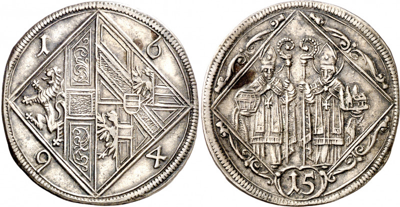 Austria. Salzburgo. 1694. Juan Ernesto. 15 kreuzer. (Kr. 278). Bella. AG. 6,11 g...