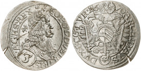 Austria. 1670. Leopoldo I. Viena. 3 kreuzer. (Kr. 1169). AG. 1,49 g. EBC-.