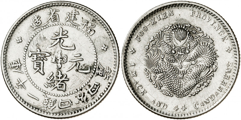 China. Fukien. s/d (1903-08). Kuang-hsü. 20 centavos. (Kr. 104.2). Rayitas. AG. ...