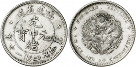 China. Fukien. s/d (1903-08). Kuang-hsü. 20 centavos. (Kr. 104.2). Rayitas. AG. 5,34 g. MBC.