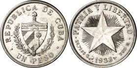 Cuba. 1933. 1 peso. (Kr. 15.2). AG. 26,72 g. EBC-.