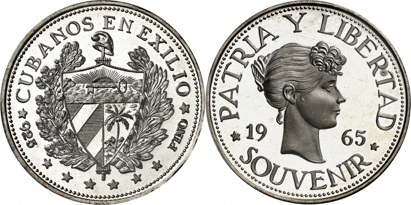 Cuba. 1965. 1 peso souvenir. (Kr.UWC. M6). Cubanos en el exilio. AG. 29,29 g. Pr...