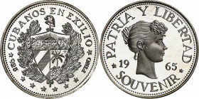 Cuba. 1965. 1 peso souvenir. (Kr.UWC. M6). Cubanos en el exilio. AG. 29,29 g. Proof.
