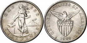 Filipinas. 1903. S (San Francisco). 1 peso. (Kr. 168). Leves marquitas. AG. 26,93 g. EBC.
