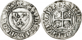 Francia. Carlos VI (1380-1422). París. Blanc guénar. (D. 377). AG. 2,80 g. MBC+.