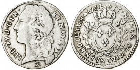 Francia. 1762. Luis XV. N (Montpellier). 12 sols. (Kr. 511.14, falta fecha). Rayitas. Limpiada. AG. 2,84 g. BC+.