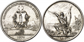 Suiza. 1874. 5 francos. (Kr. S12). Festival de tiro: San Galo. Limpiada. Golpecitos. Escasa. AG. 24,95 g. MBC.