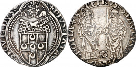 Vaticano. Pío II (1458-1464). Roma. Grosso. (Muntoni 18). Raya en reverso. AG. 3,63 g. MBC+.