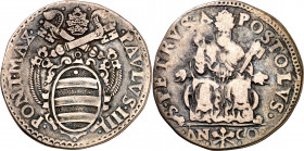 Vaticano. (1558). Pablo IV (1555-1559). Ancona. Testone. (Muntoni 39). AG. 9,07 g. MBC/MBC-.