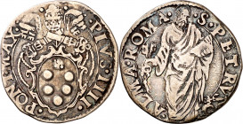 Vaticano. Pío IV (1559-1565). Roma. Giulio. (Muntoni 23). AG. 2,94 g. MBC.