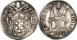 Vaticano. Pío IV (1559-1565). Macerata. Testone. (Muntoni 79). AG. 9,45 g. EBC-.