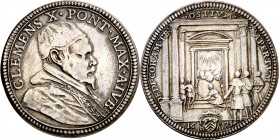 Vaticano. 1675. Clemente X (1670-1676). Roma. Testone. (Muntoni 23). AG. 9,41 g. MBC+.
