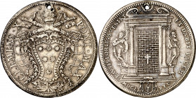 Vaticano. 1675. Clemente X (1670-1676). Roma. Piastra. (Muntoni 16). Perforación. AG. 31,32 g. (MBC).