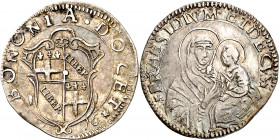 Vaticano. 1676. Inocencio XI (1676-1689). Bolonia. Carlino. (Muntoni falta fecha). Rara. AG. 1,73 g. EBC-.