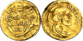 Vaticano. s/d. Benedicto XIV (1740-1758). Roma. 1/2 escudo. (Muntoni 33). AU. 0,90 g. MBC-.