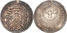Vaticano. 1774. Sede Vacante (1774-1775). Roma. 1/2 escudo. (Muntoni 2). Sirvió como joya. AG. 13,04 g. (MBC).
