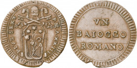 Vaticano. s/d. Pío VI (1775-1799). Roma. 1 baiocco. (Muntoni 134). CU. 8,14 g. MBC+/EBC-.