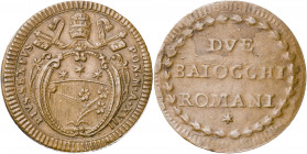 Vaticano. s/d. Pío VI (1775-1799). Roma. 2 baiocchi. (Muntoni 109). CU. 26,50 g. MBC+/MBC.