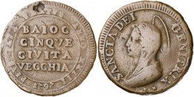 Vaticano. 1797. Pío VI (1775-1799). Civitavecchia. 5 baiocchi. (Muntoni 304). CU. 17,23 g. MBC-.