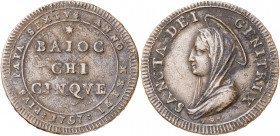 Vaticano. 1797. Pío VI (1775-1799). Roma. 5 baiocchi. (Muntoni 94). CU. 12,67 g. MBC+.