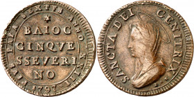 Vaticano. 1797. Pío VI (1775-1799). San Severino. 5 baiocchi. (Muntoni 404). CU. 15,05 g. MBC/MBC+.