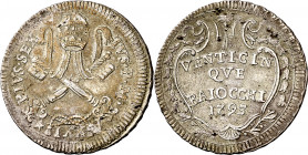 Vaticano. 1795. Pío VI (1775-1799). Roma. 25 baiocchi. (Muntoni 66a). AG. 9,44 g. MBC+.