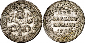 Vaticano. 1796. Pío VI (1775-1799). Roma. Doppio carlino. (Muntoni 82). AG. 4,17 g. EBC.