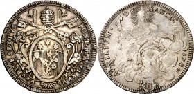 Vaticano. 1780. Pío VI (1775-1799). Roma. Scudo. (Muntoni 17 var.1). AG. 26,12 g. MBC.