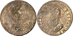 Vaticano. 1799. Ocupación Austríaca (1799-1800). Rouciglione. 3 baiocchi. (Muntoni 2). CU. 10,96 g. (MBC-).