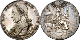 Vaticano. 1825. León XII (1823-1829). Bolonia. Scudo. (Muntoni 14). AG. 26,19 g. MBC.