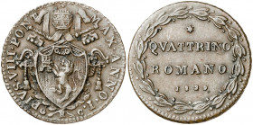 Vaticano. 1829. Pío VIII (1829-1830). Roma. Quattrino. (Muntoni 5). CU. 2,52 g. MBC+.