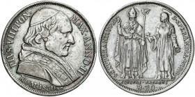 Vaticano. 1830. Pío VIII (1829-1830). Roma. Testone. (Muntoni 2). Sirvió como joya. AG. 7,83 g. (MBC).