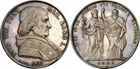 Vaticano. 1830. Pío VIII (1829-1830). Roma. Scudo. (Muntoni 1). Sirvió como joya. AG. 26,30 g. (MBC+).