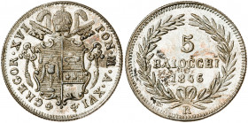 Vaticano. 1846. Gregorio XVI (1831-1846). Roma. 5 baiocchi. (Muntoni 15i). AG. 1,34 g. EBC.