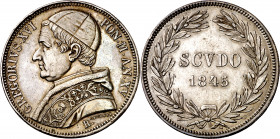 Vaticano. 1845. Gregorio XVI (1831-1846). Roma. Scudo. (Muntoni 7n). Golpecitos. AG. 26,82 g. EBC-.
