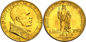 Vaticano. 1941. Pío XII (1939-1958). Roma. 100 liras. (Muntoni 1b). AU. 5,20 g. EBC.