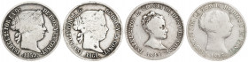 1841, 1853, 1859 y 1861. Isabel II. Barcelona. 4 reales. Lote de 4 monedas. BC/BC+.