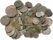 lote de 134 monedas españolas de cobre. A examinar. MC/MBC.