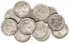 Perú. 1916. Lima. FG. 1/2 dinero. Lote de 12 monedas. A examinar. Bellas. AG. EBC+/S/C-.