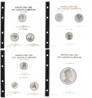 Lote de 4 álbumes con 50 monedas en plata de diversos países y tamaños sobre Barcelona '92, algunas raras. A examinar. S/C/Proof.