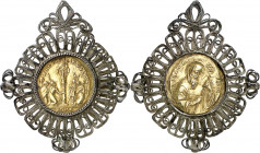 (s. XVIII). N. S. del Pilar. Orla de filigrana en plata de estilo hispano. Rara. Plata dorada. 27,72 g. 73x61 mm. MBC+.