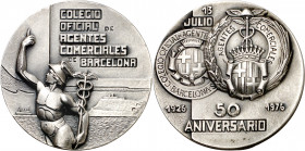 1976. Barcelona. 50º Aniversario del Colegio de Agentes Comerciales. Grabador: Barri Bagur, S.A. Escasa. Plata. 84,16 g. Ø50 mm. EBC+.