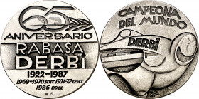 1987. 65º Aniversario Rabasa-Derbi. Grabador: Jordi Alumà. Rara. Plata. 70,61 g. Ø53 mm. EBC+.