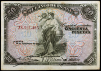 1906. 50 pesetas. (Ed. B99a) (Ed. 315a). 24 de septiembre. Serie A. MBC-.